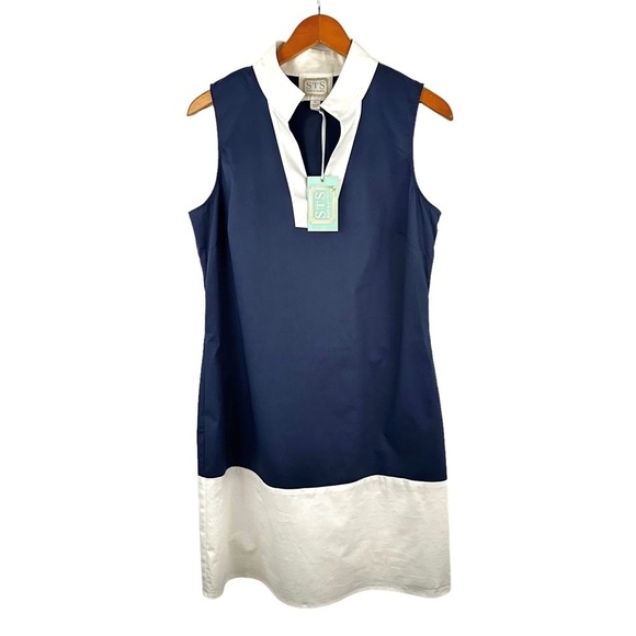 SAIL TO SABLE Nautical Sleeveless Colorblock Tunic Shift Dress - Picture 2 of 9